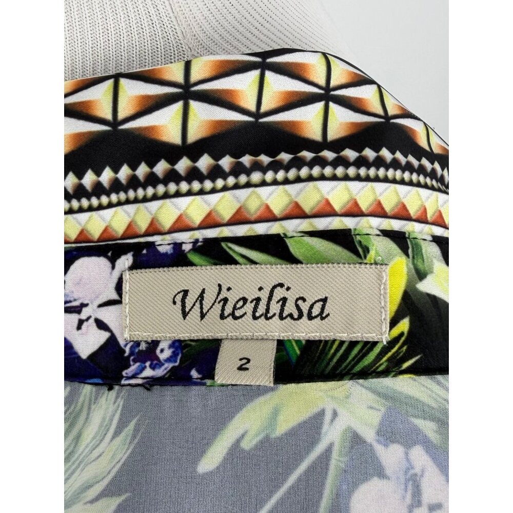 Vtg Y2K Wielisa 100% Silk Floral Button Down L/S Blouse | Quiet Luxury Resort XS - Picture 13 of 16